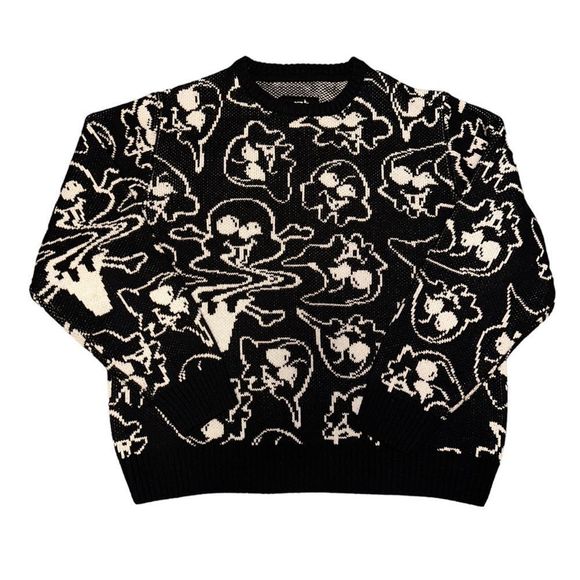 Size 3X IceCream‎ Men’s Sweater Black White Graphic All Over Print - Picture 2 of 13